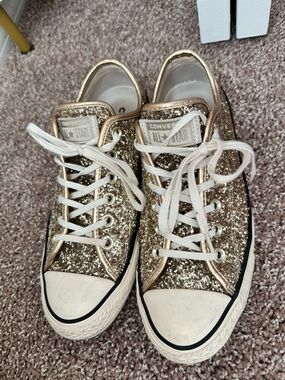 Converse Glitter Low Top Sneakers - Gold and White